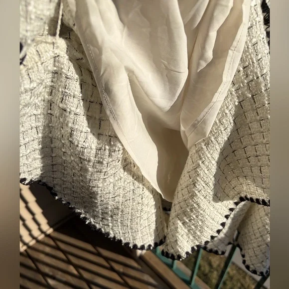 🆕Antonio Melani Aurelia Tweed Mini Dress Ivory Black Trim Ruffle 4,6,8,10,12,14 - Picture 9 of 17